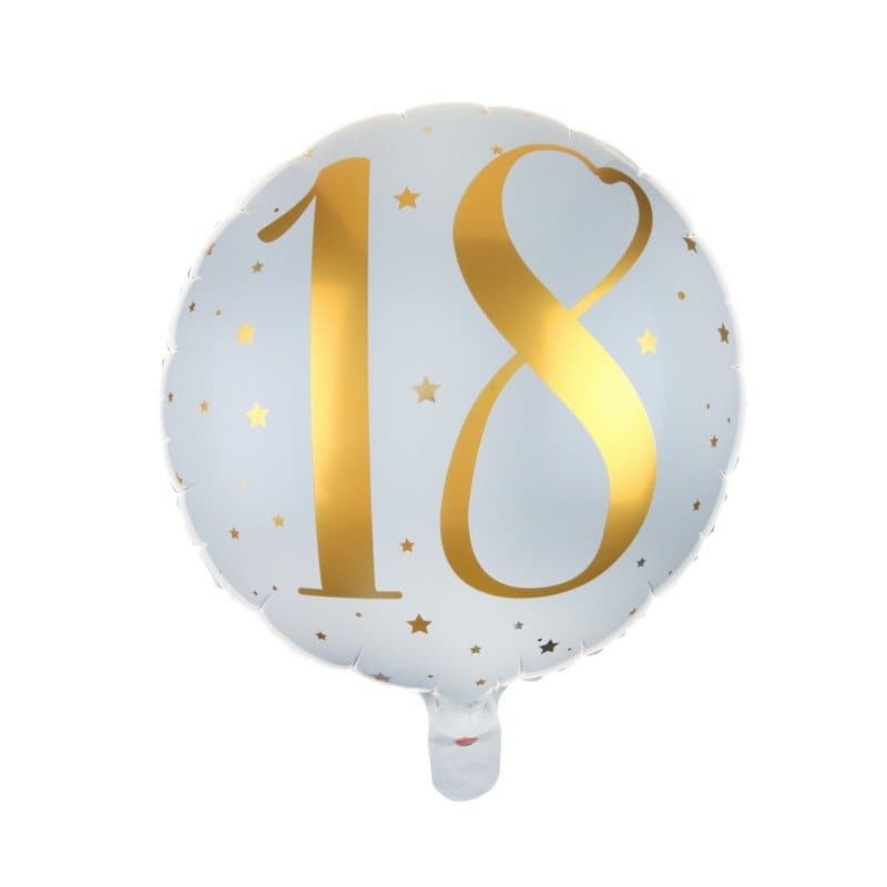 Folieballong 18 år guld/vit
