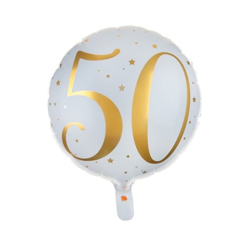 Folieballong 50 år guld/vit