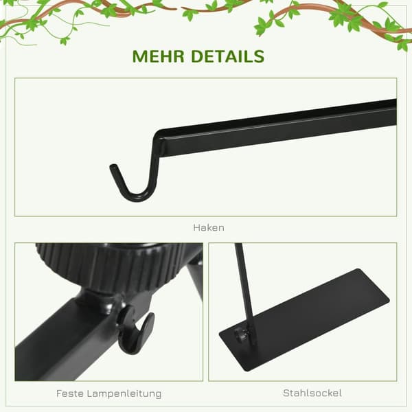 Reptil Lampe Stand, 40x15x95 cm, Sort