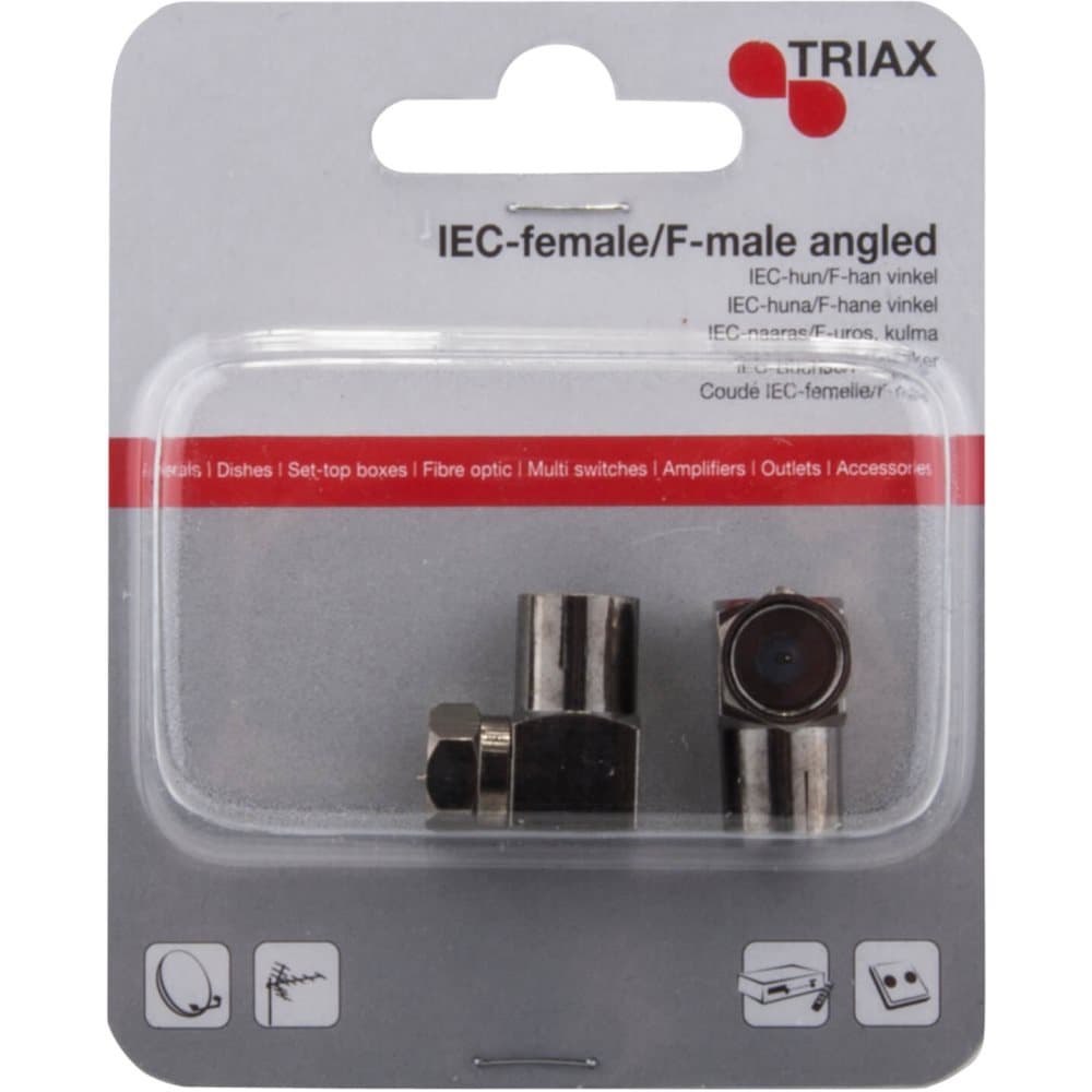 TRIAX Antenneadapter Coax Hun - F-stik Han 90° 2-pak