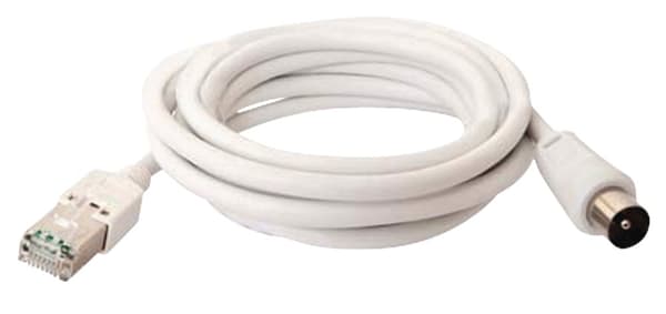 Koaxialkabel Koax Hane - RJ45 (8P8C) Hane 2.00 m Vit