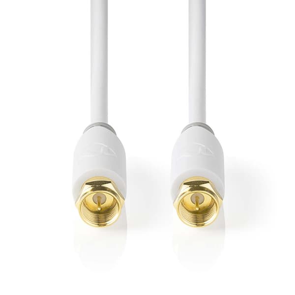Nedis Satellite & Antenn kabel | F Hane | F Hane | Guldplaterad | 75 Ohm | Enskaligt skydd | 2.00 m | Rund | PVC | Vit | Låda