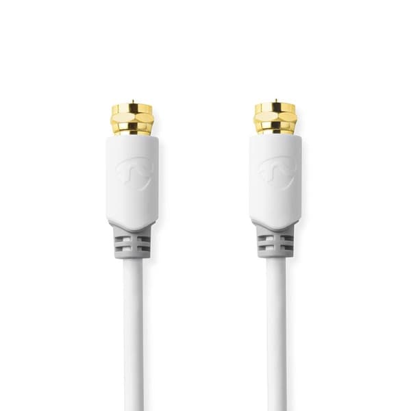 Nedis Satellite & Antenn kabel | F Hane | F Hane | Guldplaterad | 75 Ohm | Enskaligt skydd | 2.00 m | Rund | PVC | Vit | Låda