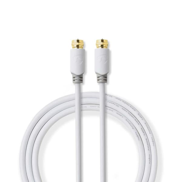 Nedis Satellite & Antenn kabel | F Hane | F Hane | Guldplaterad | 75 Ohm | Enskaligt skydd | 2.00 m | Rund | PVC | Vit | Låda