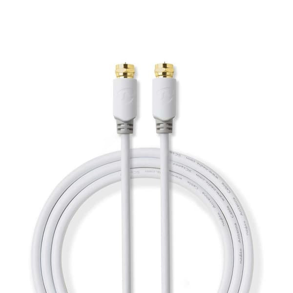 Nedis Satellite & Antenn kabel | F Hane | F Hane | Guldplaterad | 75 Ohm | Enskaligt skydd | 2.00 m | Rund | PVC | Vit | Låda