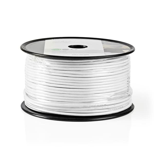 Nedis Coax Kabel På Rulle | Mini Coax | 75 Ohm | Enkelt afskærmet | ECA | 100.0 m | Coax | PVC | Hvid | Rulle