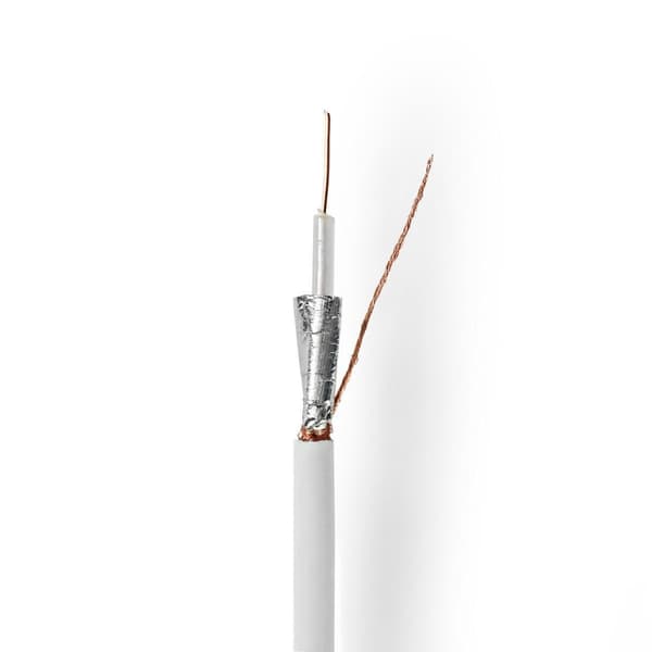 Nedis Tale Kabel på Snelle | RG59U | 75 Ohm | Dobbelt skjermet | ECA | 100.0 m | Koax | PVC | Hvit | Rull