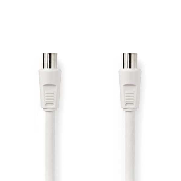 koaxialkabel | IEC (Koax) Hane | IEC (Koax) Hona | Nickelplaterad | 75 Ohm | Dubbelskärmad | 3.00 m | Rund | PVC | Vit | Tag