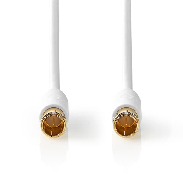 Nedis F Quick - F Quick Cables | F Han Quick | F Han Quick | Gull belagt | 75 Ohm | Dobbelt skjermet | 5.00 m | Rund | PVC | Hvit | Vindus boks