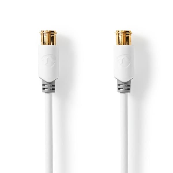 Nedis F Quick - F Quick Cables | F Han Quick | F Han Quick | Gull belagt | 75 Ohm | Dobbelt skjermet | 5.00 m | Rund | PVC | Hvit | Vindus boks