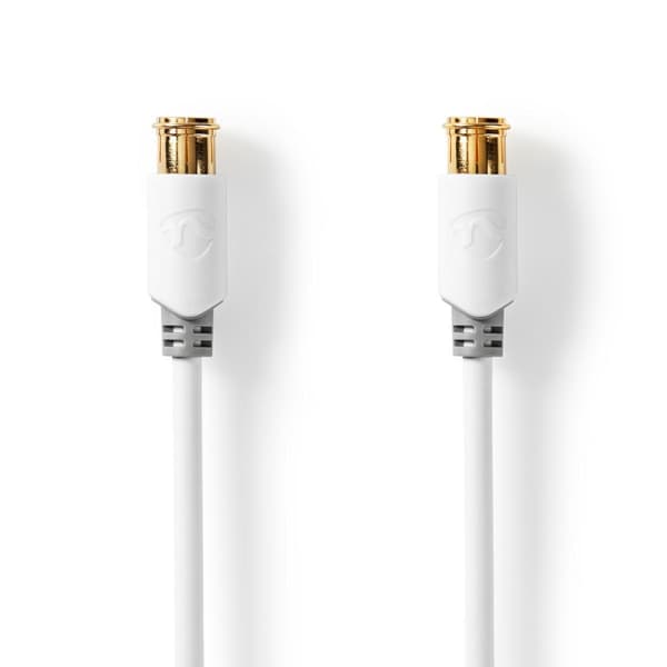 Nedis F Quick - F Quick Cables | F Han Quick | F Han Quick | Gull belagt | 75 Ohm | Dobbelt skjermet | 5.00 m | Rund | PVC | Hvit | Vindus boks