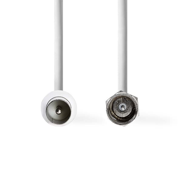 Nedis Satellite & Antenn kabel | F Hane | IEC (Koax) Hane | Nickelplaterad | 30 dB | 75 Ohm | Dubbelskärmad | 10.0 m | Rund | PVC | Vit | Kuvert