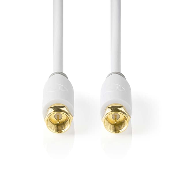 Nedis Satellite & Antennekabel | F Han | F Han | Gull belagt | 75 Ohm | Singel Skjermet | 3.00 m | Rund | PVC | Hvit | Vindus boks