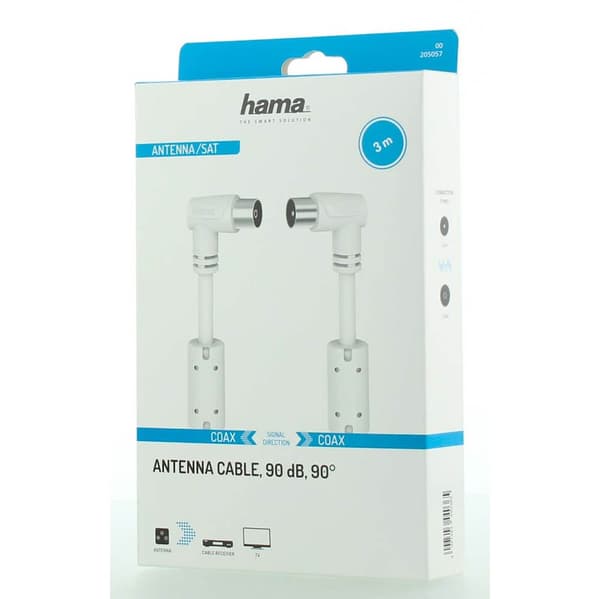 Hama Antennkabel Vinklad 90dB Vit 3.0m