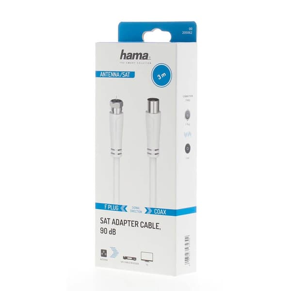Hama Antennekabel SAT 90dB F-Coax Hvit 3,0m