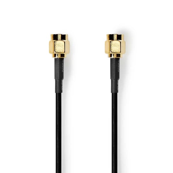 Nedis Antennikaapeli | SMA uros | SMA uros | Kullattu | 50 Ohm | Yksinkertainen suojaus | 1.00 m | Pyöreä | PVC | Musta | Label