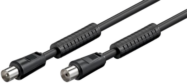 Goobay Antennekabel med ferrit (80 dB), dobbelt afskærmet koaksial-stik > koaksial-hunstik (fuldt afskærmet), 2.5 m