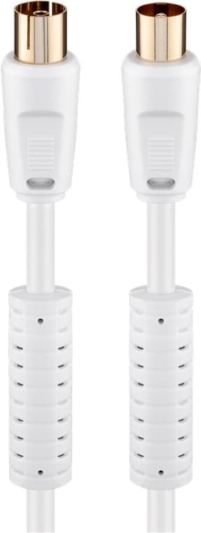 Goobay Antennkabel med ferrit (80 dB), dubbelskärmad koaxial-plugg > koaxial-plugg (helt skärmad)