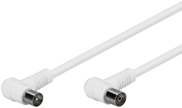 Goobay Vinkelt antennekabel (80 dB), dobbelt afskærmet koaksial-stik 90° > koaksial-hunstik 90° (fuldt afskærmet), 1.5 m