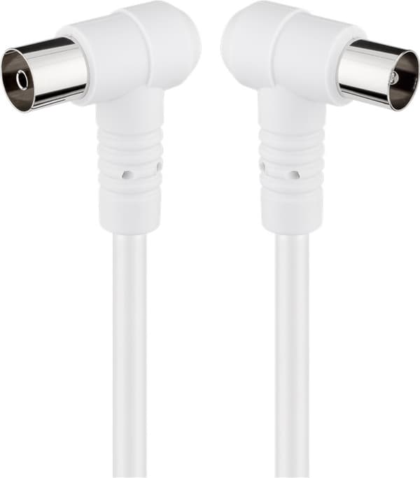 Goobay Vinklet antennekabel (80 dB), dobbeltskjermet koaksialplugg 90° &gt; koaksialstikkontakt 90°, 2,5 m