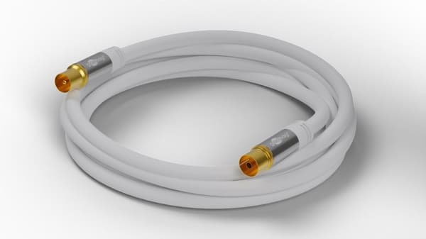 Goobay TV-antennkabel (135 dB), 4x skärmad guldpläterad, koaxial-uttag > koaxial-plugg, 1 m
