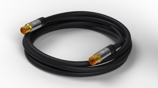 Goobay TV-antennkabel (135 dB), 4x skärmad guldpläterad, koaxial-uttag > koaxial-plugg, 3 m