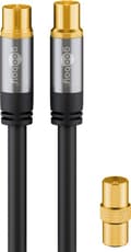 Miniatyrbild 1 av 8: Goobay TV-antennkabel (135 dB), 4x skärmad guldpläterad, koaxial-uttag > koaxial-plugg, 3 m