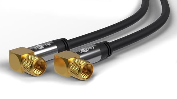 Goobay SAT-antennekabel (135 dB), 4x afskærmet guldbelagt, F-stik 90° > F-stik 90°, 2 m