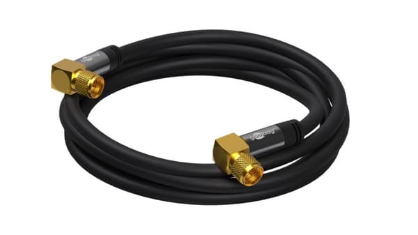 Goobay SAT-antennekabel (135 dB), 4x afskærmet guldbelagt, F-stik 90° > F-stik 90°, 2 m