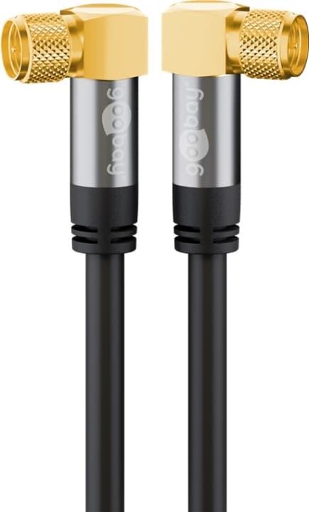 Goobay SAT-antennekabel (135 dB), 4 x skjermet gullbelagt, F-plugg 90° &gt; F-plugg 90°, 2 m