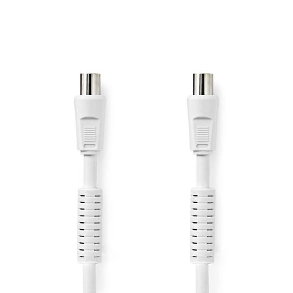 Nedis Koaksiaalikaapeli | IEC (Coax) Uros | IEC (Coax) Naaras | Niklattu | 120 dB | 75 Ohm | Nelinkertainen suojaus | 2.00 m | Pyöreä | PVC | Valkoine