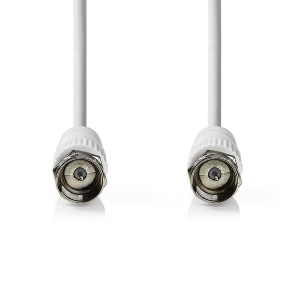 Nedis Satellite & Antenn kabel | F Hane | F Hane | Nickelplaterad | 75 Ohm | Dubbelskärmad | 1.50 m | Rund | PVC | Vit | Label