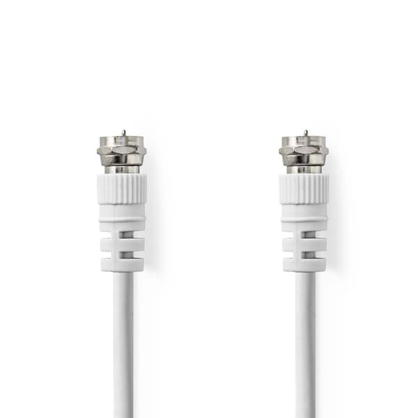 Nedis Satellite & Antenn kabel | F Hane | F Hane | Nickelplaterad | 75 Ohm | Dubbelskärmad | 1.50 m | Rund | PVC | Vit | Label