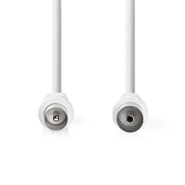 Nedis Coax Cable | IEC (Coax) Han | IEC (Coax) Hun | Nikkel belagt | 90 dB | 75 Ohm | Dobbelt skjermet | 10.0 m | Rund | PVC | Hvit | Label