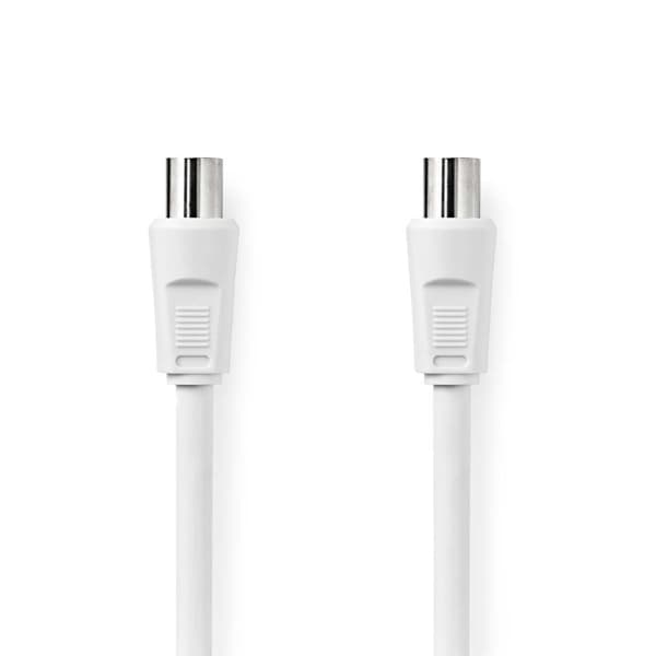 Nedis Coax Cable | IEC (Coax) Han | IEC (Coax) Hun | Nikkel belagt | 90 dB | 75 Ohm | Dobbelt skjermet | 10.0 m | Rund | PVC | Hvit | Label