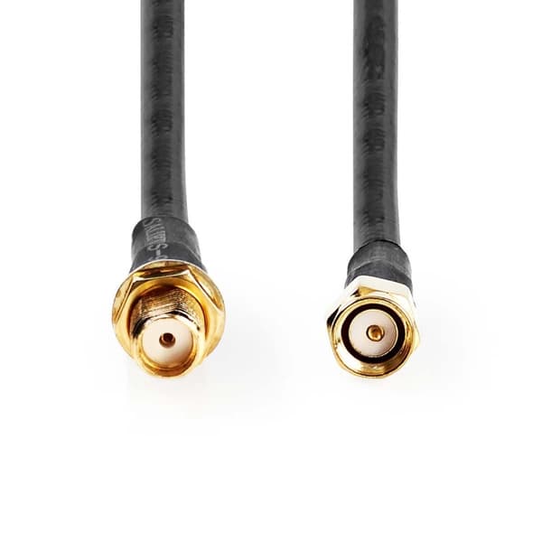 Nedis Antennikaapeli | SMA uros | SMA naaras | Kullattu | 50 Ohm | Tuplasuojattu | 10.0 m | Pyöreä | PVC | Musta | Label