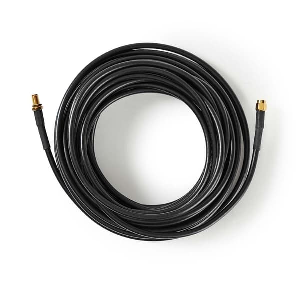 Nedis Antennikaapeli | SMA uros | SMA naaras | Kullattu | 50 Ohm | Tuplasuojattu | 10.0 m | Pyöreä | PVC | Musta | Label
