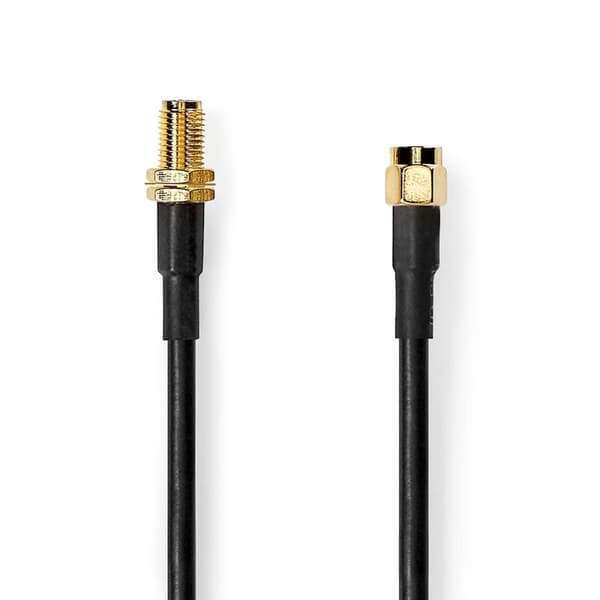 Nedis Antennikaapeli | SMA uros | SMA naaras | Kullattu | 50 Ohm | Tuplasuojattu | 10.0 m | Pyöreä | PVC | Musta | Label