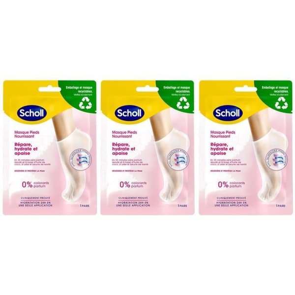 Fotpuder - SCHOLL - Paket med 3 - Mycket återfuktande - Kokosolja - 24h återfuktning