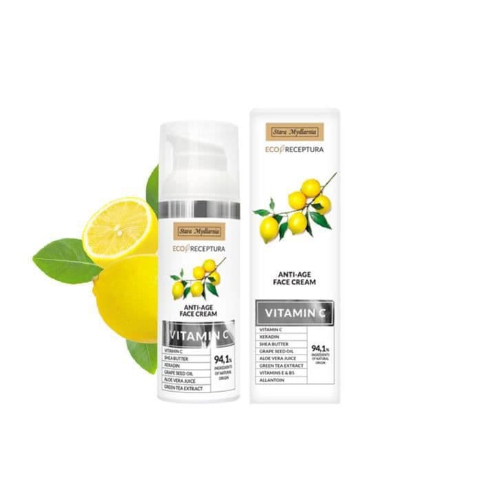 Antirynkkräm baserad på sheasmör och vitaminer C, B5, E ... Ansiktskräm 50 ml för mogen hud Antirynkvård i ansiktet