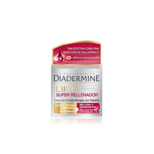 Diadermine LIFT + SUPER FILLER Hyaluronic Anti-Wrinkle Day Cream kombinerar en mycket effektiv patenterad aktiv formula (omstrukturering