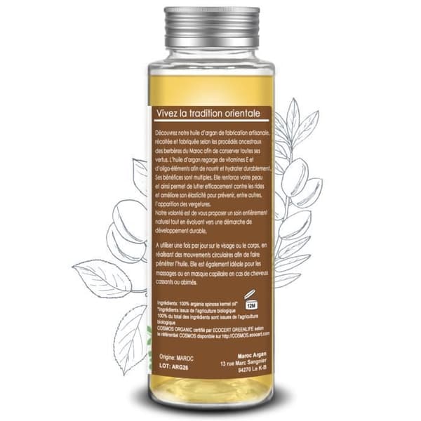 EKOLOGISK Arganolja från Marocko - Anti-rynk och närande - 100% ren 100ml - Vård för magnifik hud och sublimt hår