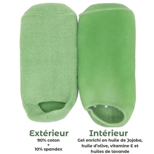 SUN&SIA - Gröna fuktgivande spastrumpor - Halkfria sulor - Återanvändbara och One Size - L 21 x B 9,5 cm