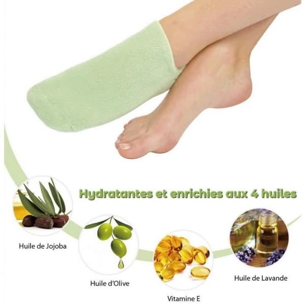 SUN&SIA - Gröna fuktgivande spastrumpor - Halkfria sulor - Återanvändbara och One Size - L 21 x B 9,5 cm