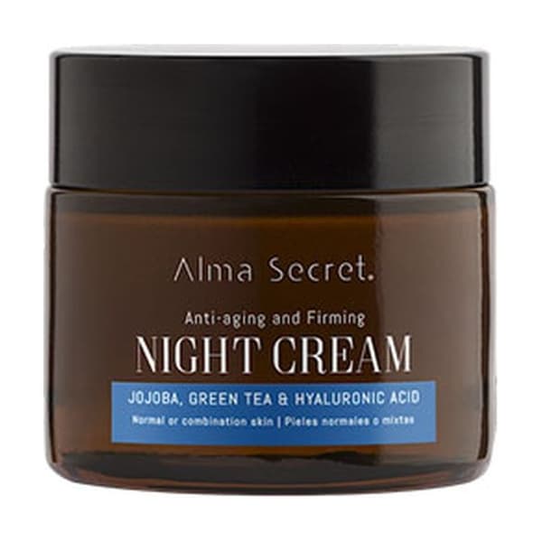 ALMA SECRET - Återställande nattkräm mot ålderstecken - Jojoba, grönt te och hyaluronsyra 50 ml kräm (Grönt Te - Jojoba - Ylang-Ylang)