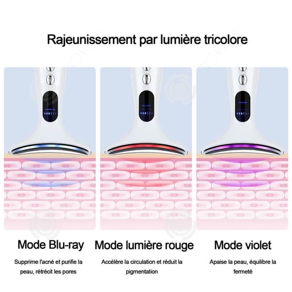INN Anti-rynk ansiktsapparat Tricolore elektriska skönhetsapparater lyftande nacke stramar och jämnar ut huden ansiktsvårdsapparat