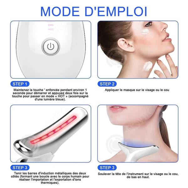 Skönhetsapparat - INNOVTEC - Antirynkor - 7 funktioner - EMS-massage - Ergonomisk design