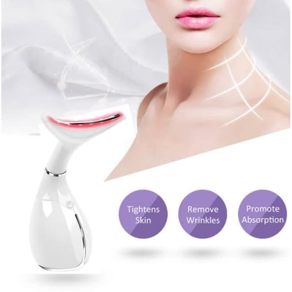 LED-fotonterapi Nack- och ansiktslyftande massageapparat Vibration Hud Stram Minska Dubbelhaka Anti Skrynkla Ta bort enhet