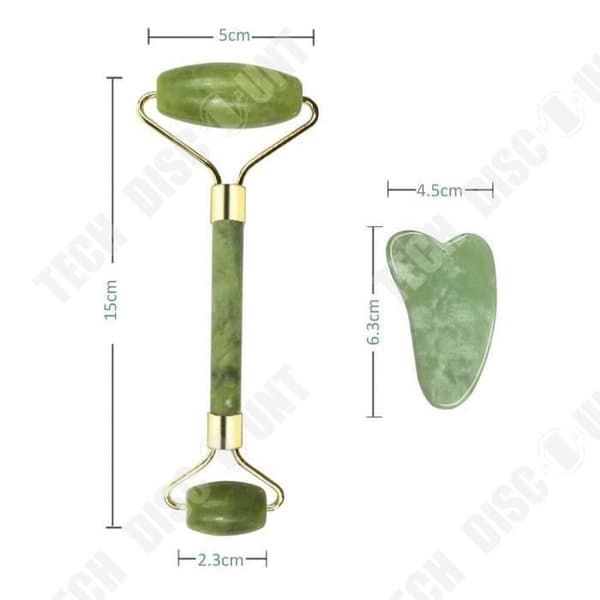 Rouleau av Jade och GuaSha-set för ansiktsvård, anti-aging, naturligt föryngrande rynkresande, stramande, ung och vacker hud