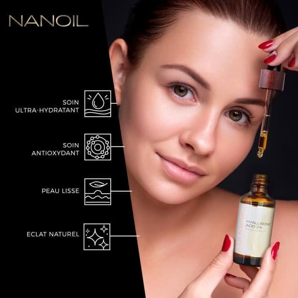 Ansiktsserum med hyaluronsyra Nanoil Hyaluronic Face Serum 50ml - Upplysande, utjämnande och ultrafuktande